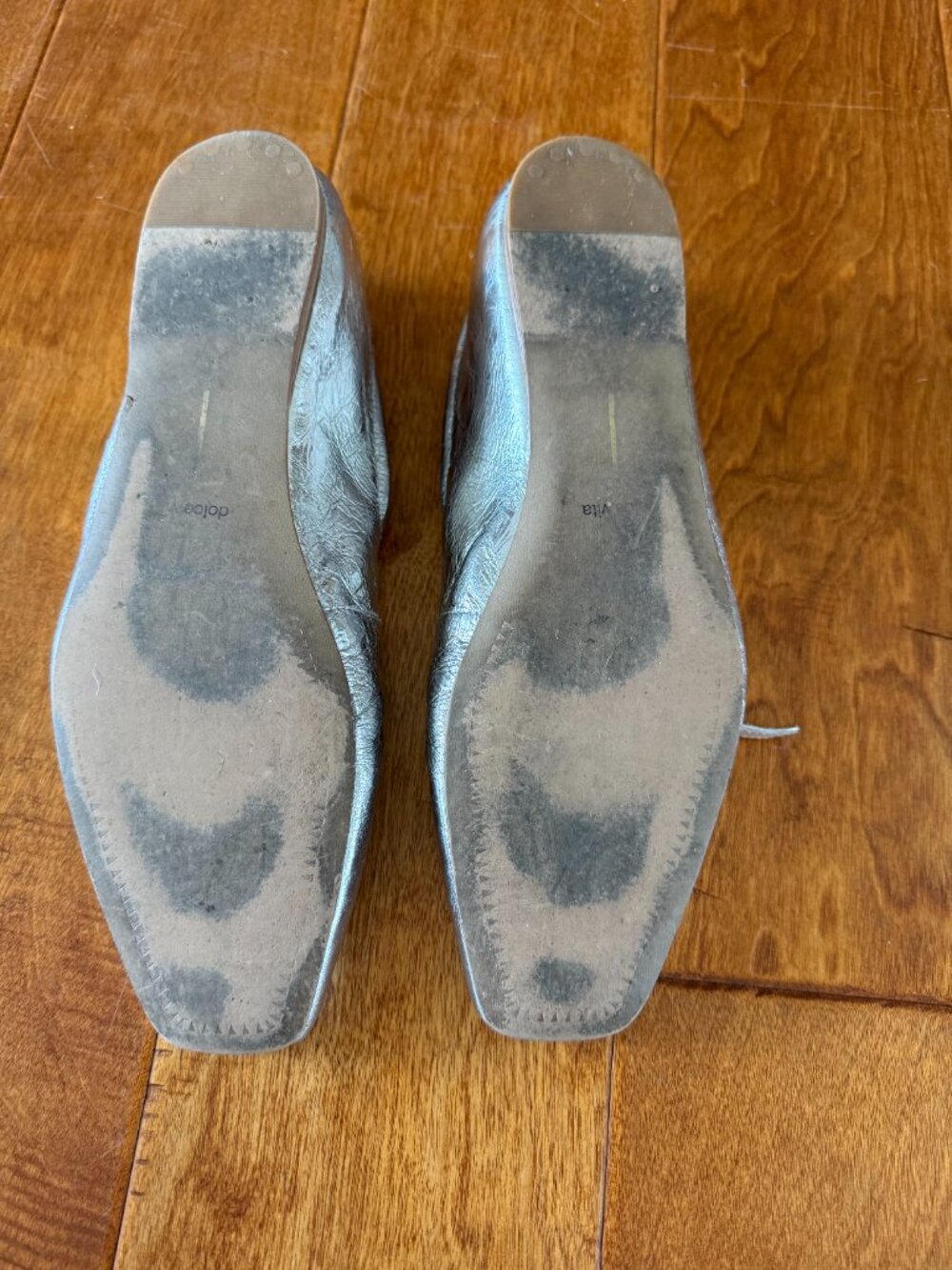 Dolce Vita REYES Silver Leather Square Toe Ballet Flats | Size 8.5 - Picture 4 of 4